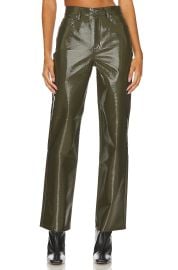 Pistola Cassie Super High Rise Straight In Olive Vinyl at Revolve