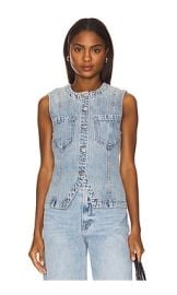 Pistola Gia Fitted Collar Vest In Gaze at Revolve