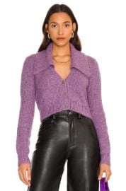 Pistola Lenore Collared Crop Cardigan in Orchid at Revolve