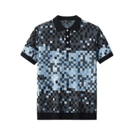 Pixel Fade Knit Polo BLACK PSS618 BAROCCO at Barocco