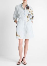 Placed Iris Cotton Shirt Dress in Dresses at Vince