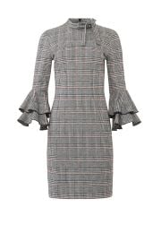 Plaid Bell-Sleeve Tie-Neck Sheath Dress by Alexia Admor at Rent The Runway