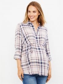 Plaid Button Front Maternity Shirt at A Pea in the Pod