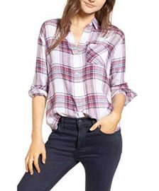 Plaid Button-Front Shirt at Amazon