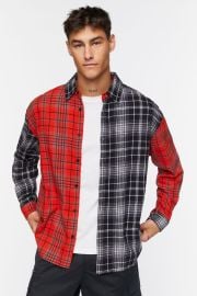 Plaid Button Front Shirt in Red Black at Forever 21