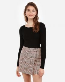 Plaid Button Front Skirt at Express