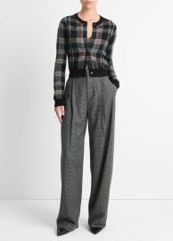 Plaid Cashmere Cardigan in Sweaters at Vince