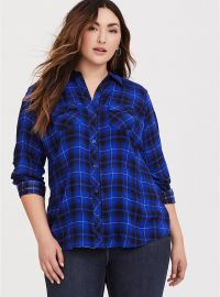 Plaid Challis Button Down Shirt by Torrid at Torrid