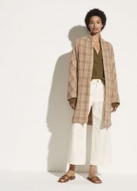 Plaid Collarless Coat by Vince at Vince