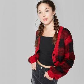 Plaid Cropped Cardigan at Target