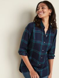 Plaid Drapey Flannel Tunic Shirt at Old Navy