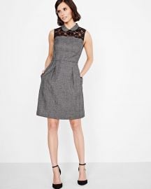 Plaid Fit And Flare Dress With Lace Yoke at RW&Co