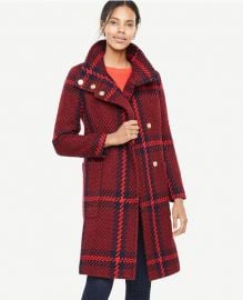 Plaid Funnel Neck Coat at Ann Taylor