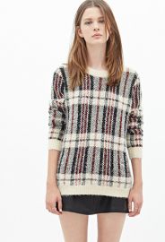 Plaid Fuzzy Sweater at Forever 21