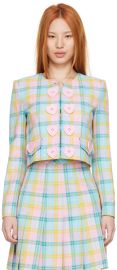 Plaid Heart Button Jacket by Moschino at Ssense