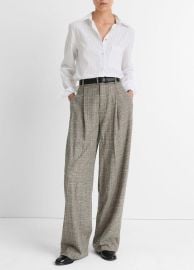 Plaid Italian Wool-Blend High-Rise Trouser in Pants amp Shorts at Vince