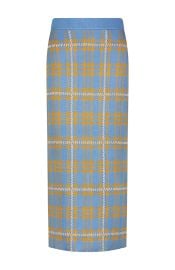 Plaid Jacquard Knit Pencil Skirt at Lela Rose