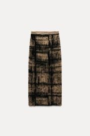 Plaid Jacquard Knit Skirt at Zara