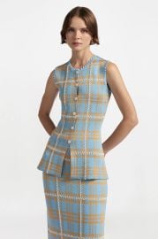 Plaid Jacquard Knit Sleeveless Tunic at Lela Rose