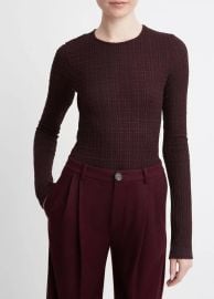 Plaid-Jacquard Long-Sleeve Top in Shirts amp Tees at Vince