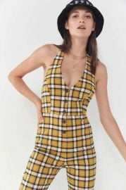 urban outfitters yellow plaid jumpsuit