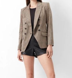 Plaid Knit Peak Lapel Double Breasted Blazer at Express