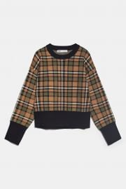 Plaid Knit Sweatshirt by Zara at Zara