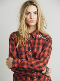 Plaid Lace up Buttondown at Free People