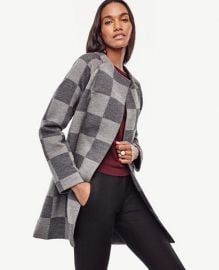 Plaid Merino Wool Sweater Coat at Ann Taylor