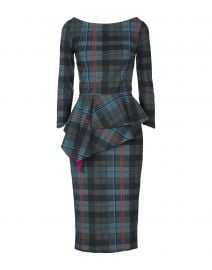 Plaid Off-the-Shoulder Peplum Dress by Chiara Boni La Petite Robe at Yoox