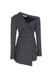 Plaid One Shoulder Blazer by Jonathan Simkhai at Orchard Mile