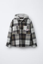 Plaid Overshirt With Removable Fleece Hoodie at Zara