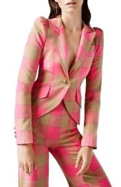 Plaid Pouf Sleeve Blazer by Smythe at Nordstrom