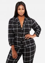 Plaid Print Blazer Jacket  at Ashley Stewart