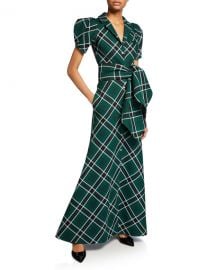 Plaid Puff-Sleeve Shirtdress at Bergdorf Goodman