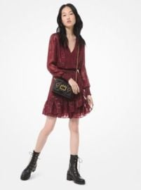 Plaid Ruffled Jacquard Mini Dress at Michael Kors