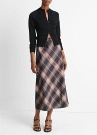 Plaid Satin Slip Skirt in Skirts at Vince