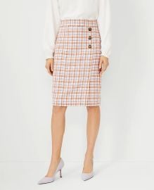 Plaid Side Button Pencil Skirt at Ann Taylor