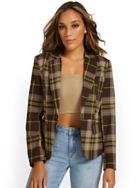 Plaid Single-Button Jacket at New York & Company