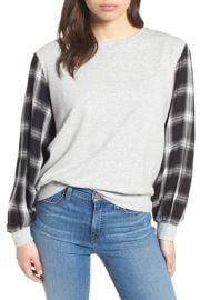 Plaid Sleeve Sweatshirt at Nordstrom Rack