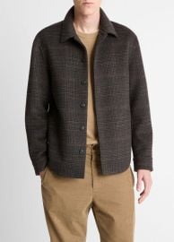 Plaid Splittable Wool-Blend Shirt Jacket in Shirt Jackets at Vince