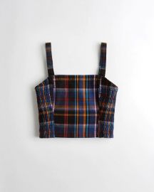 Plaid Square Neck Crop Top at Hollister