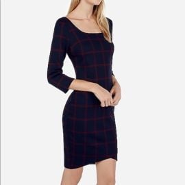 Plaid Square Neck Dress by Express at Express