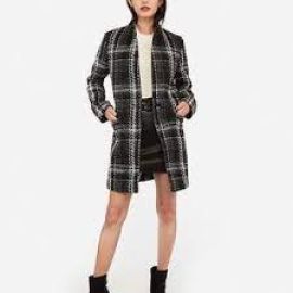 Plaid Tweed Coat at Express