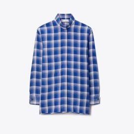 Plaid Viscose Shirt Womenx27s Designer Tops Tory Burch at Tory Burch