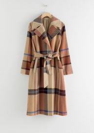 Plaid Wool Blend Belted Long Coat at & Other Stories