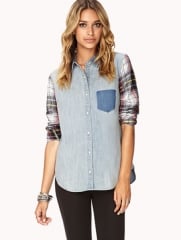 Plaid and denim shirt at Forever 21