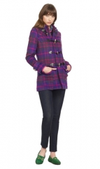 Plaid coat in purple at C Wonder