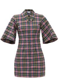 Plaid organic cotton-blend seersucker shirt dress at Matches