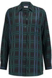 Plaid silk crepe de chine shirt at The Outnet